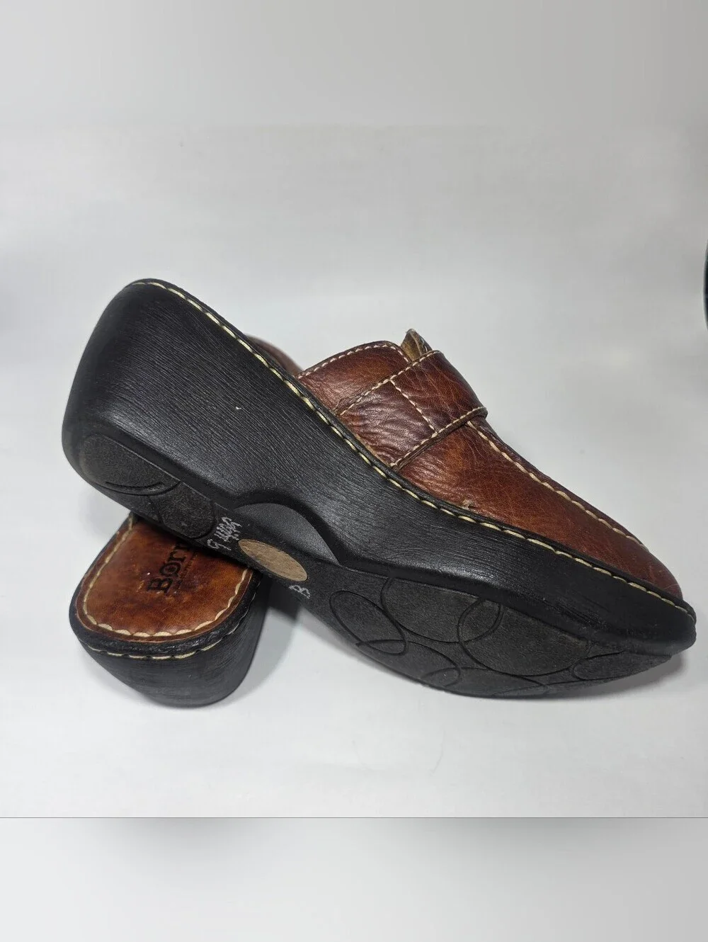 Born Brown Leather Clogs Mules Slip On Comfort Shoes Women’s US 9 EU 40.5